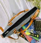 BEAUTIFUL CHEVRON PRINTED HANDBAG WITH SLING