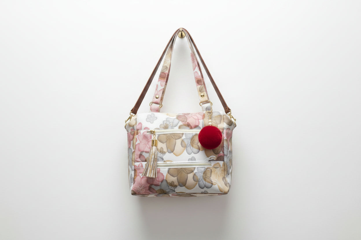 Floral print hand with sling bag