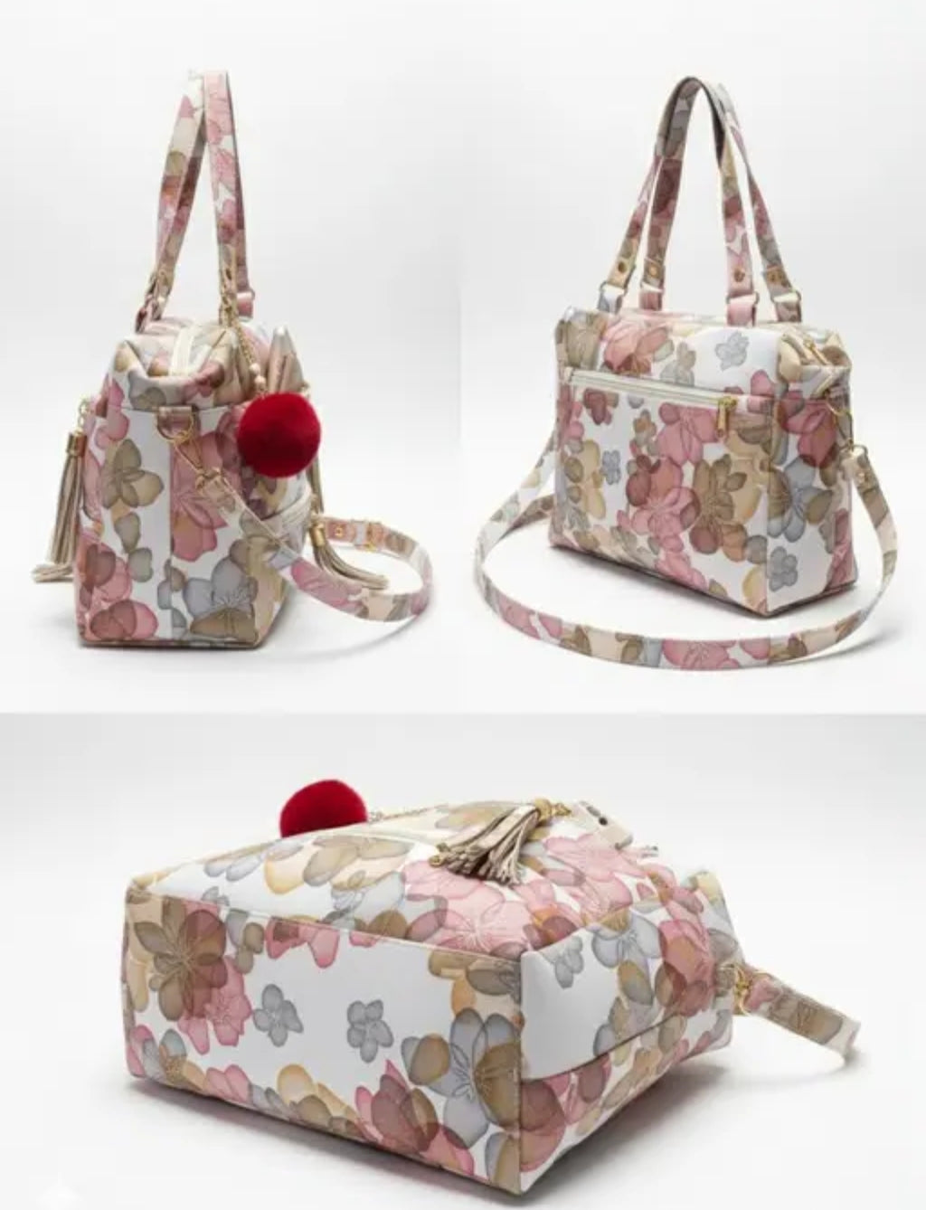 Floral print hand with sling bag