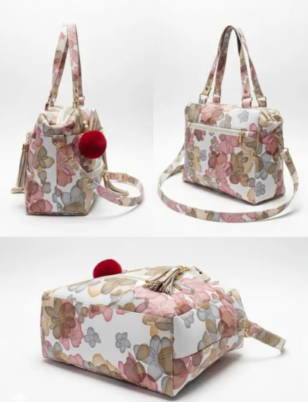 Floral print hand with sling bag
