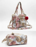 Floral print hand with sling bag