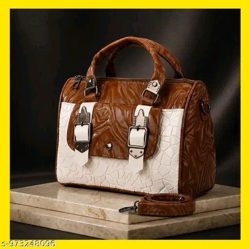Brown White sling Bag