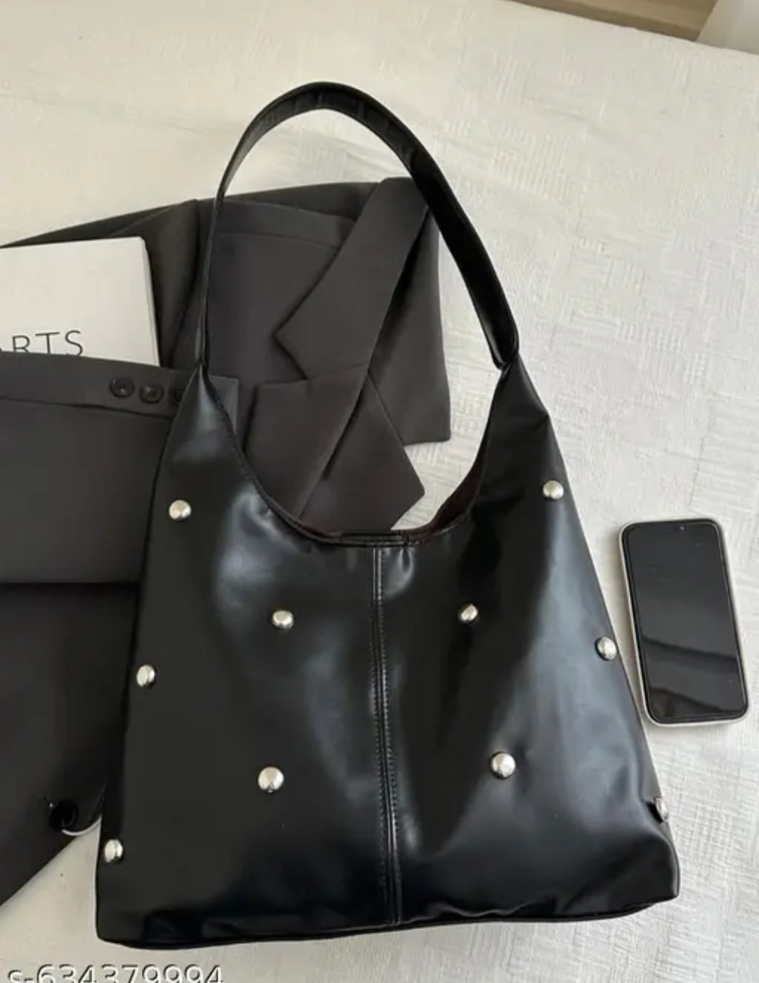 Elegant studded black tote Bag