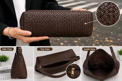 Brown woven pu Hobo