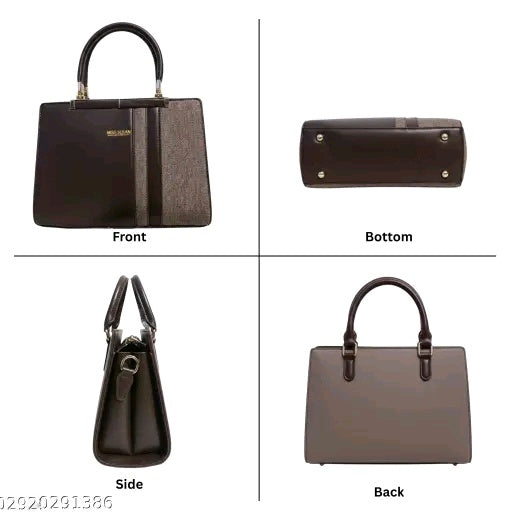 Dual-Tone Handbag with Crossbody Strap