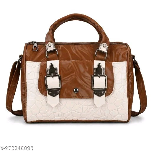 Brown White sling Bag