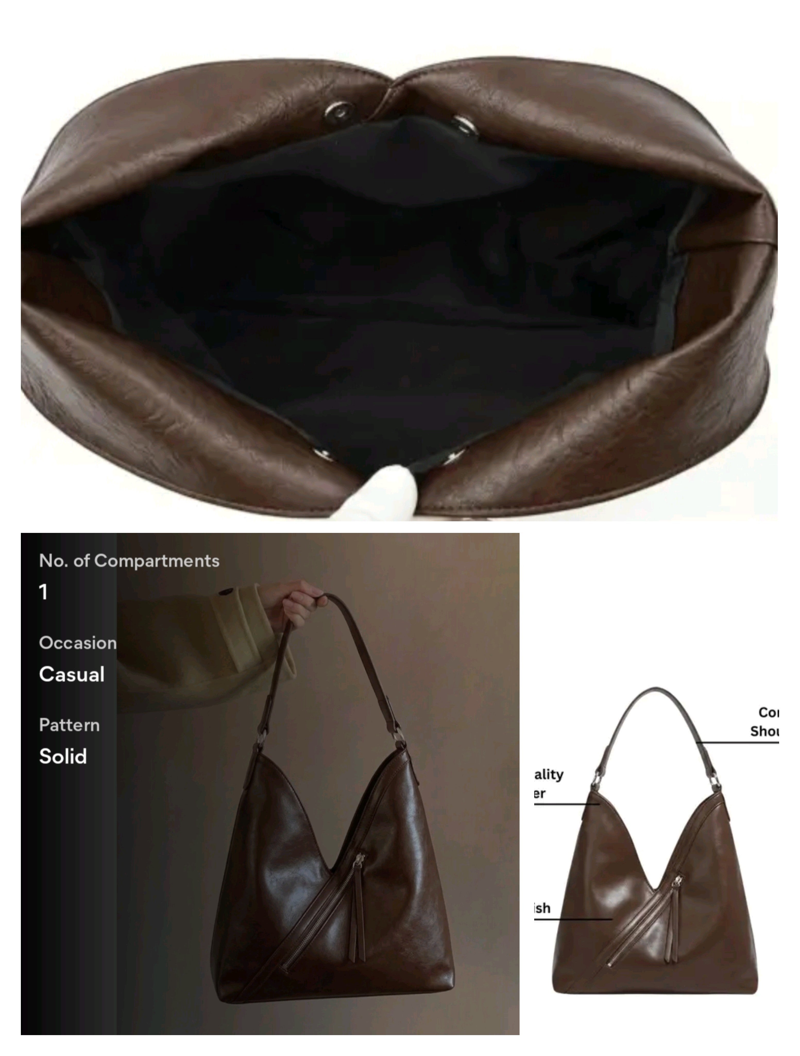 V-shape trendy women shoulder bag