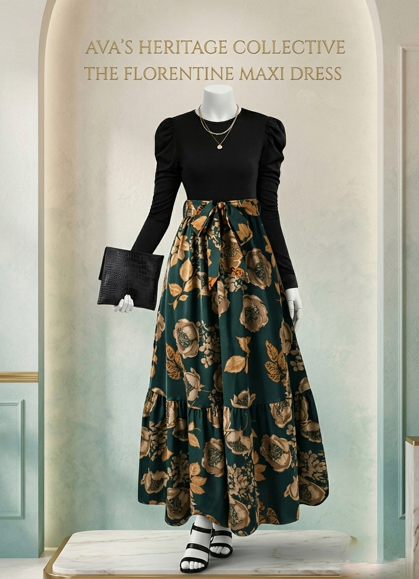 Elegent floral print Maxi dress