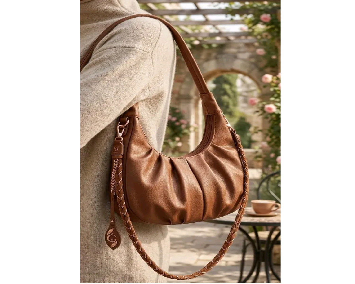 Faux leather hobo