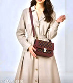 Check print Box sling Bag