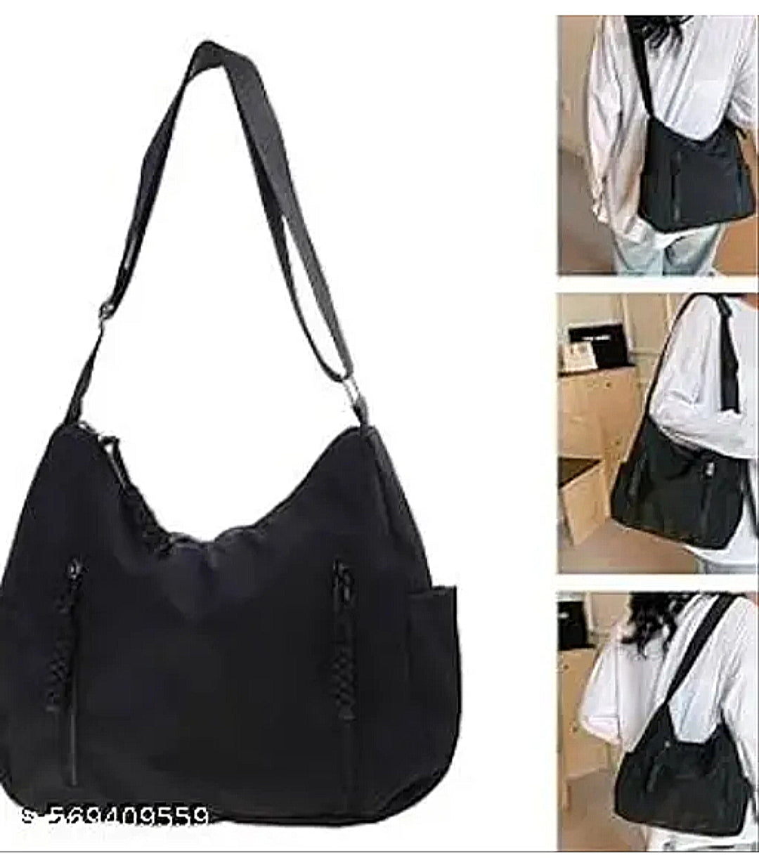 Alluring Canvas Black Cross Body Bag