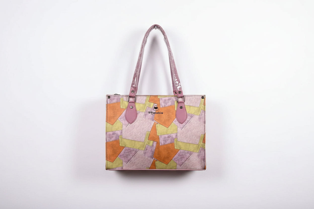 Printed Purple Pu Tote Bag
