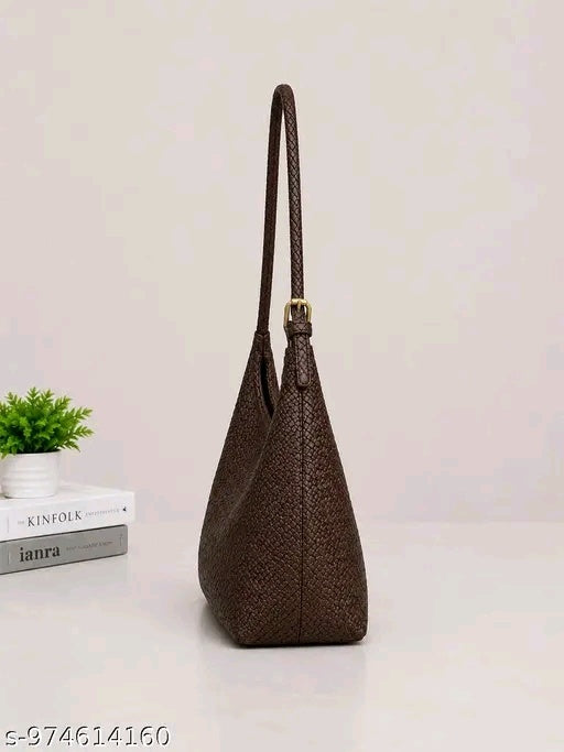 Brown woven pu Hobo