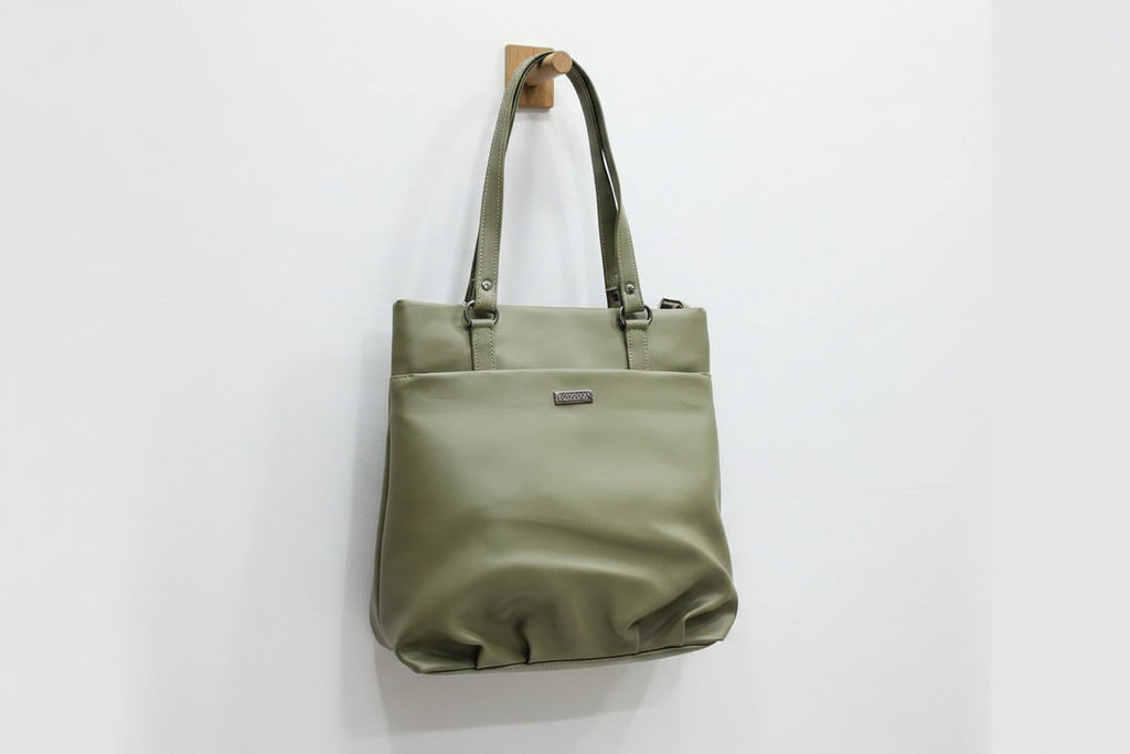 Green leather tote Bag