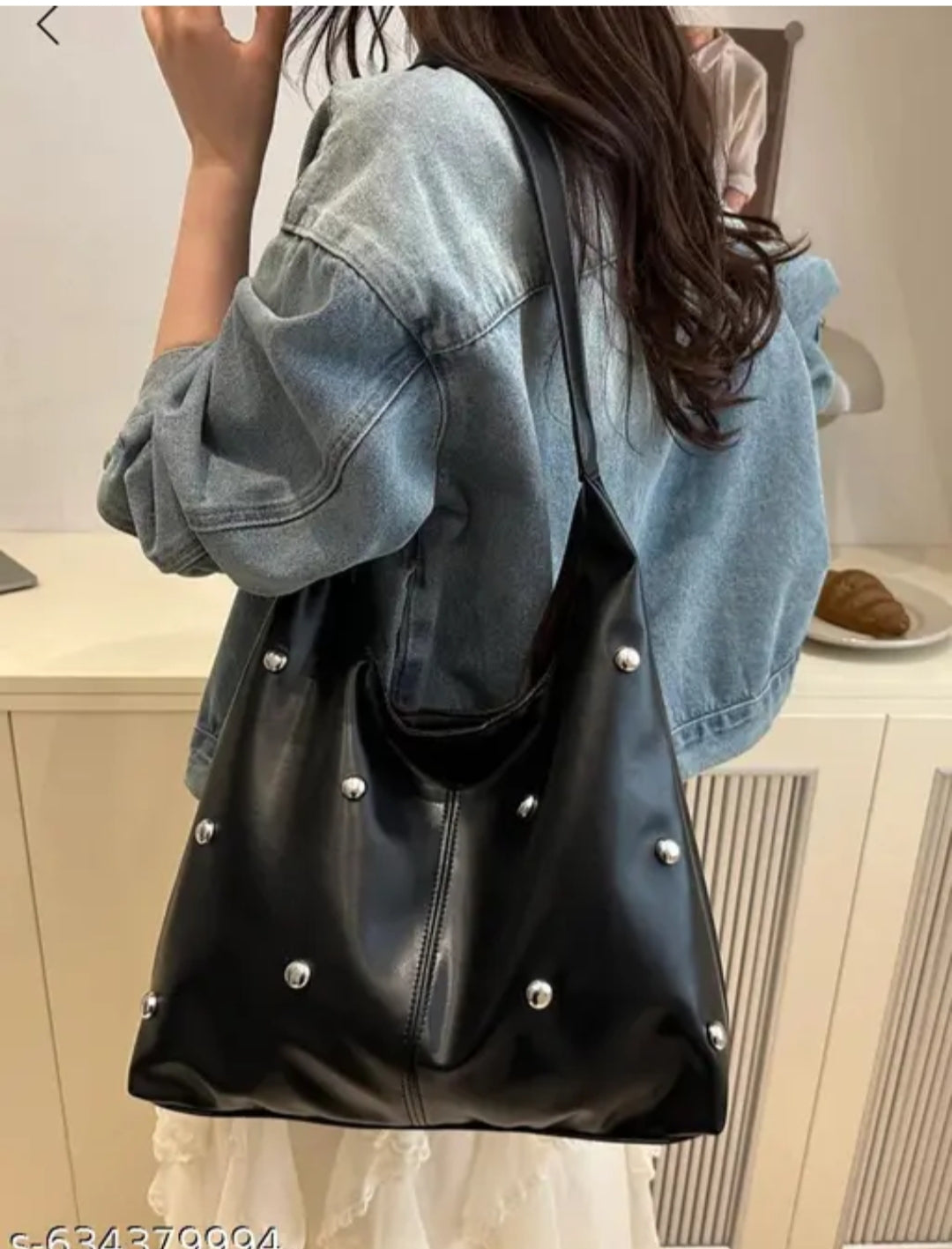 Elegant studded black tote Bag