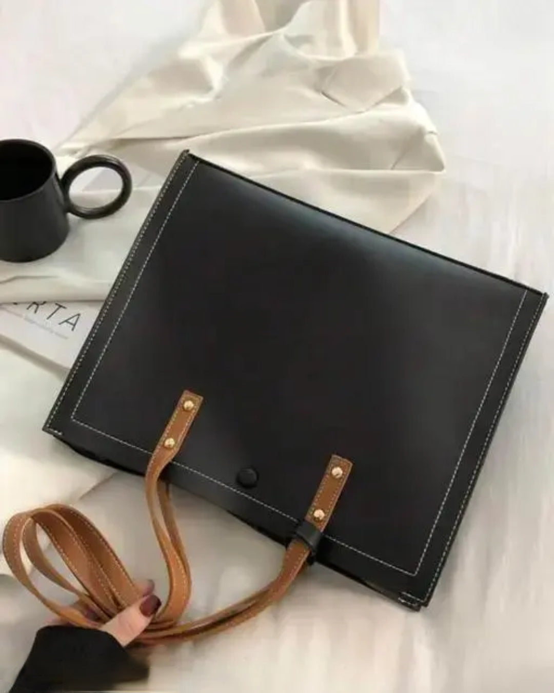 Pu Black Tote