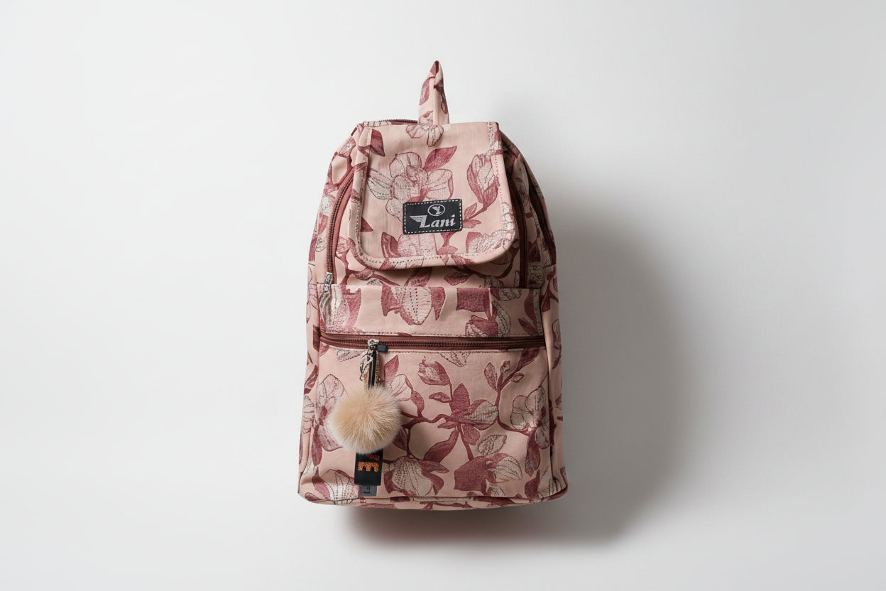 Elegant floral leaf Printed women backpack college bag