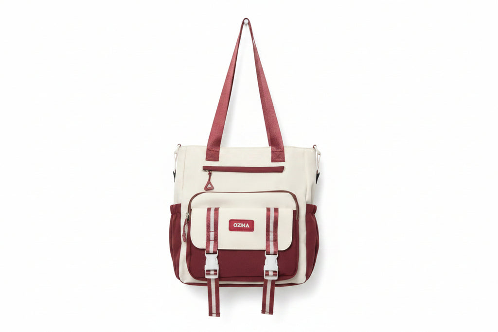 Cute white red tote bag