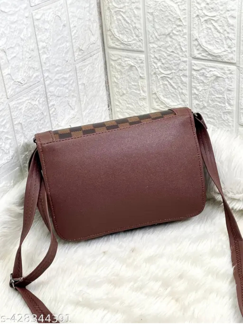 Check print Box sling Bag