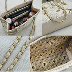 Knitted Floral Hand Held Handbag with adjustable strap