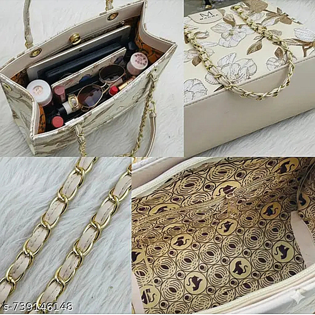 Knitted Floral Hand Held Handbag with adjustable strap