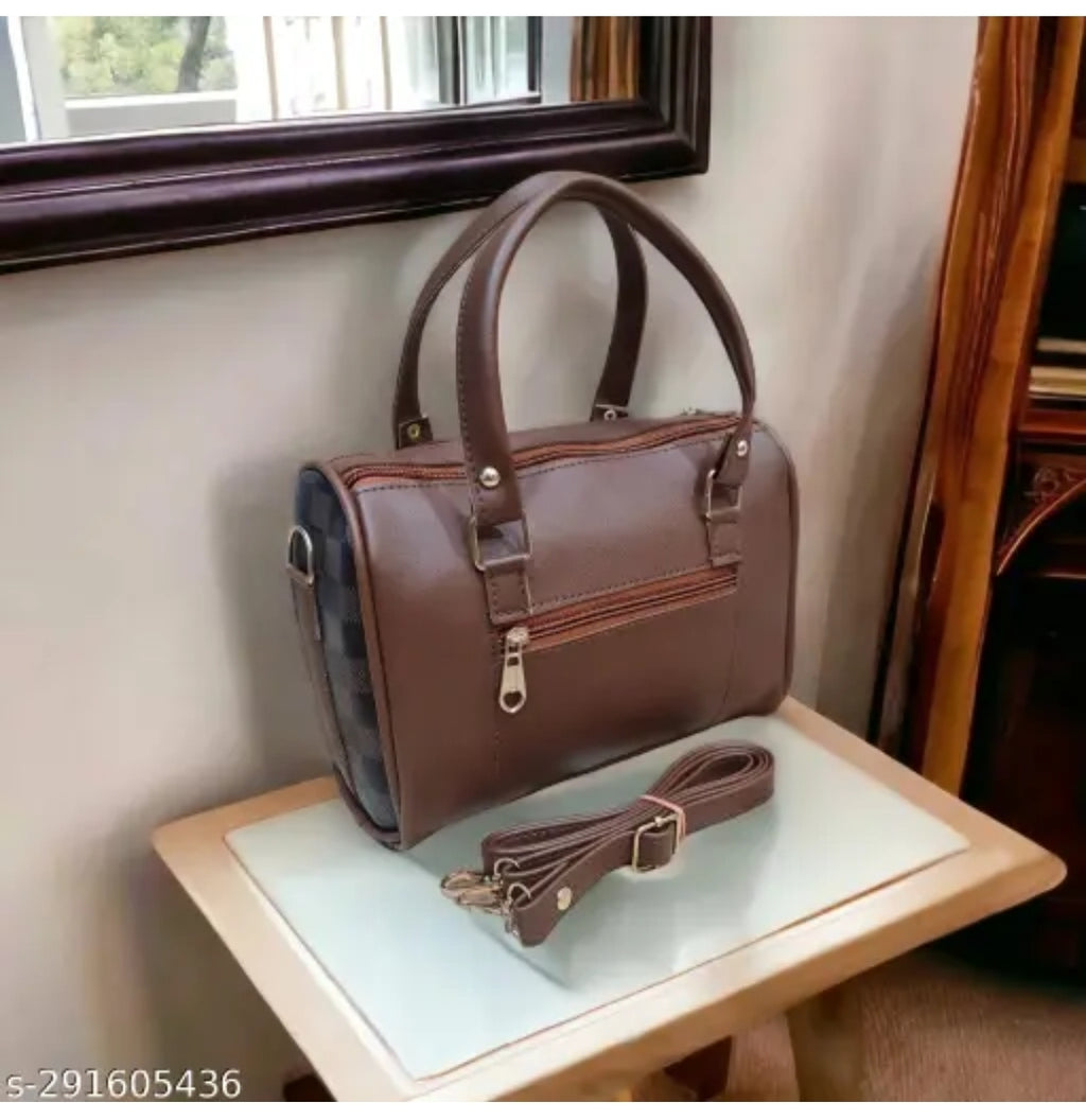 Stylish brown checkered sling Bag