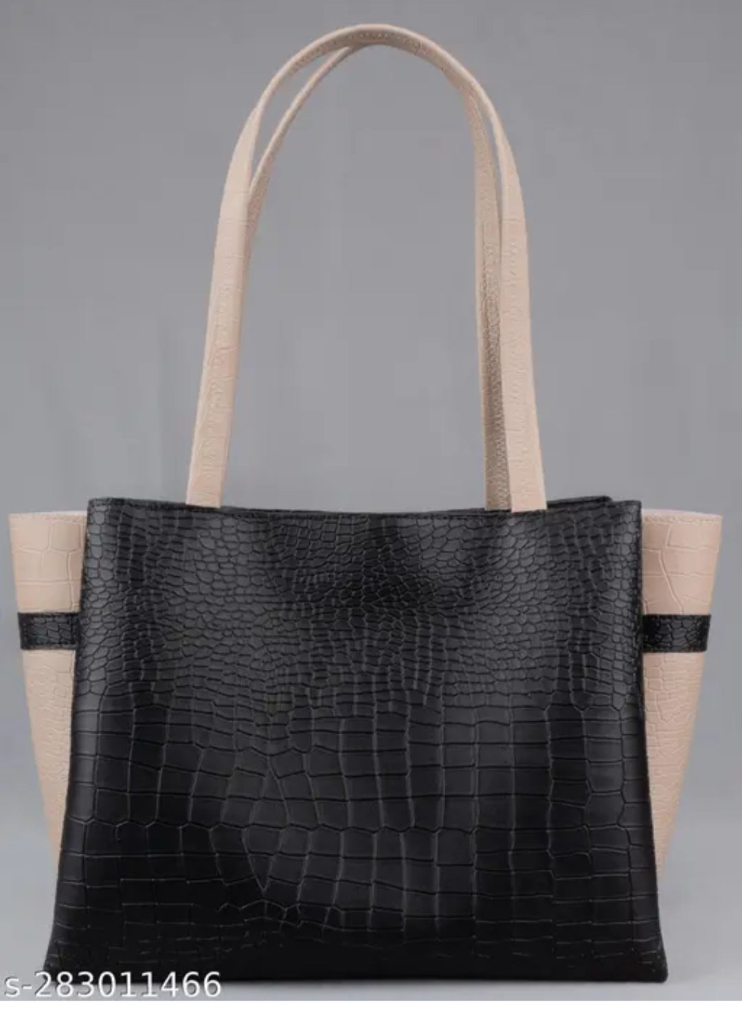 Crocodile pattern dual tone hand bag