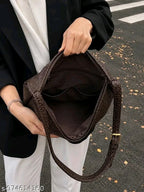 Brown woven pu Hobo