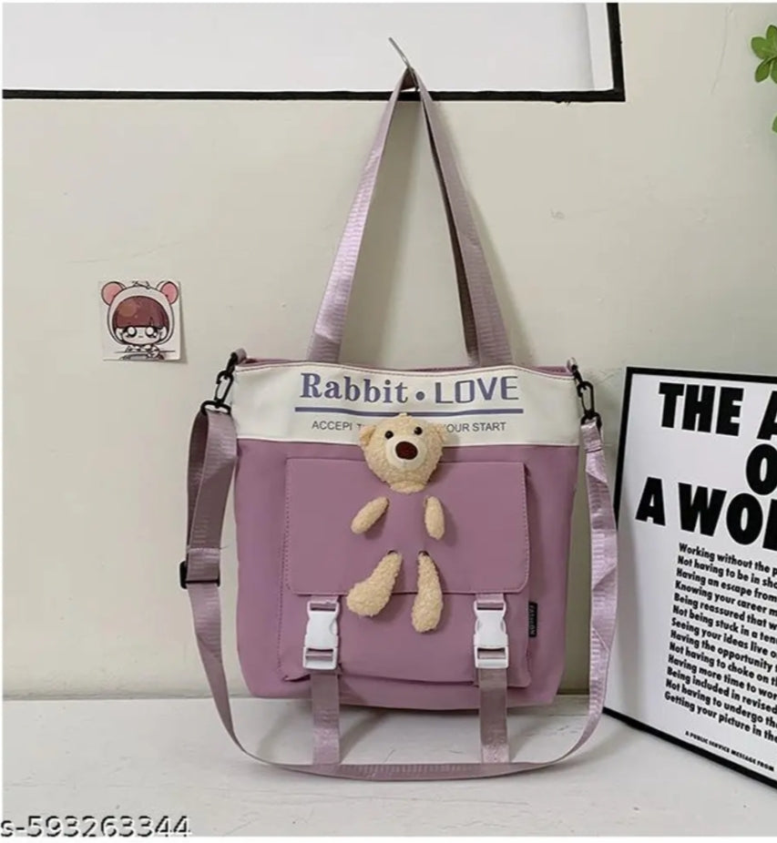 canavas block pocket tote bag