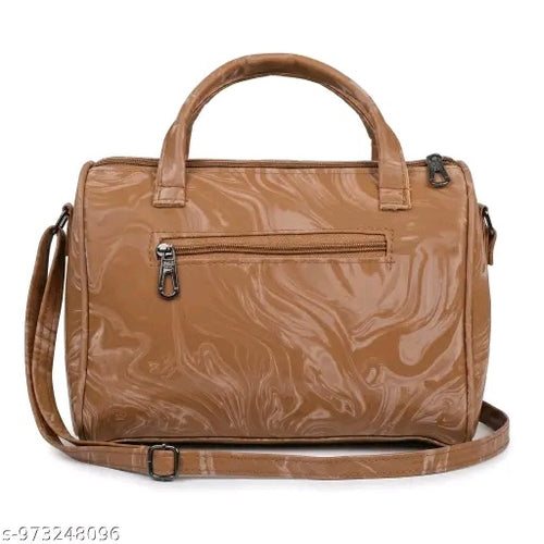 Brown White sling Bag