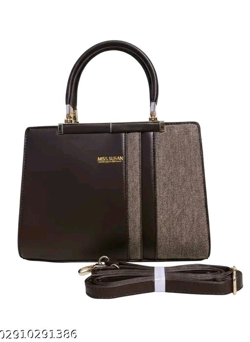 Dual-Tone Handbag with Crossbody Strap