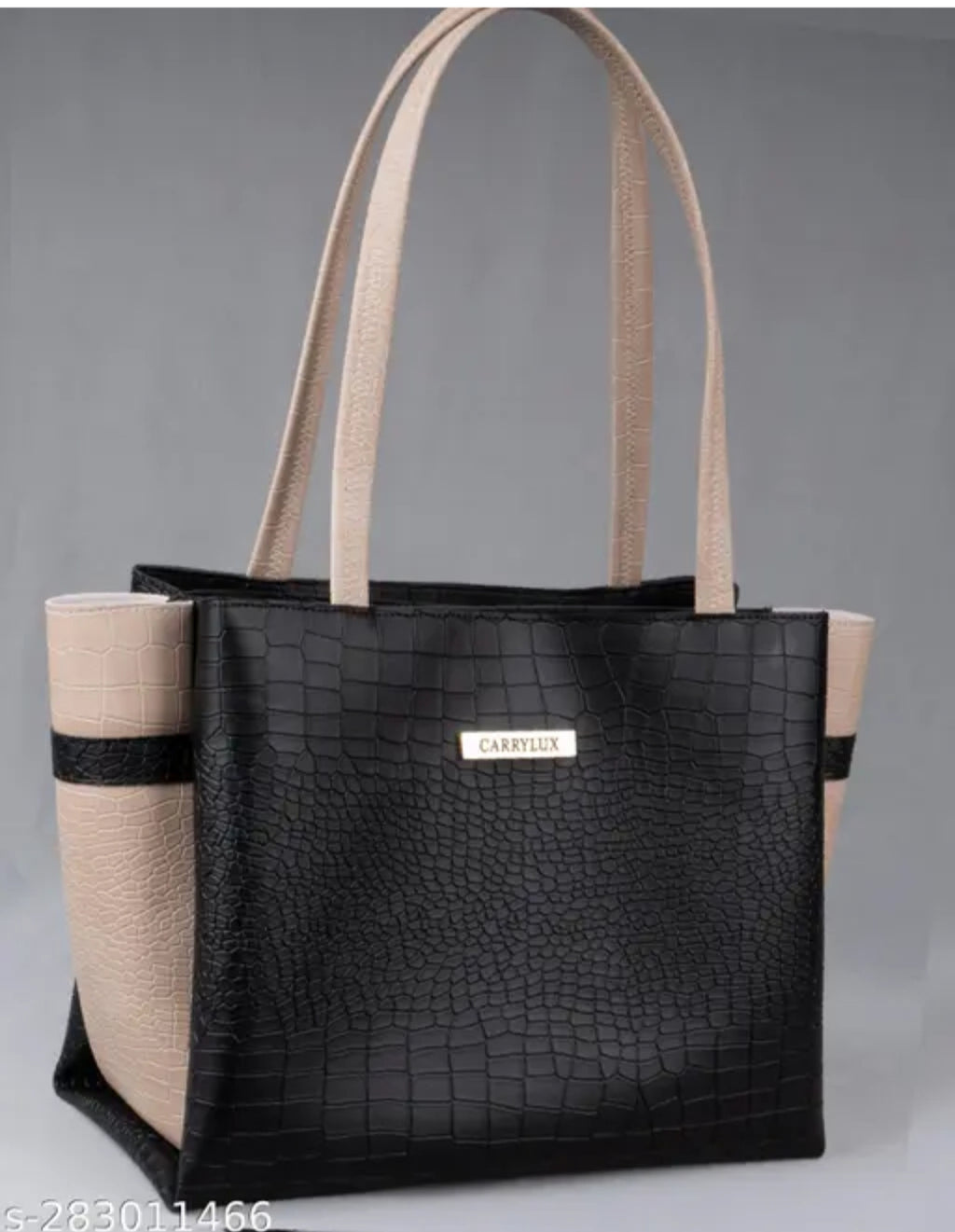 Crocodile pattern dual tone hand bag